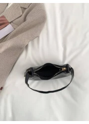 حقيبة هوبو منقوشة بجلد الثعبان المعدني بلون صلب، حقيبة كتف منقوشة بجلد التمساح ، حقيبة باقيت صيحة الموضة، حقي