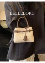 High Quality Casual Color Block Retro Canvas Leather Buckle Tote Handbag Versatile For Commuting Women