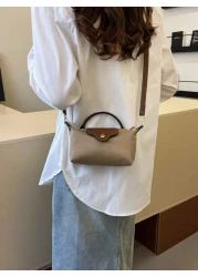 1pc Women Casual Tote Bag Solid Color Shoulder Bag Boston Style Crossbody Handbag