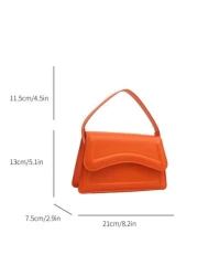 حقيبة مربعة صغيرة من الجلد الصناعي اللون البرتقالي للسيدات، حقيبة يد بسيطة وأنيقة للخروج، موضة متعددة الاستخ