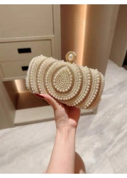 1pc Sparkling Charming Elegant Exquisite Rhinestone Decor Clutch Bag Romantic Faux Pearl Embellished Party Handbag For Women Perfect Gift For Parties Weddings Galas Dinners Banquets Suitable To Pair W