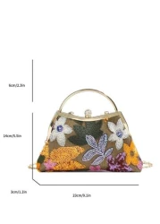 Embroidered Floral Tulle Sequin Patchwork Retro Chic Clutch Bag Elegant Women s Evening Handbag For Party Perfect For Party Wedding Prom Dinner Banquet Matching With Holiday Party Dress Evening Dress