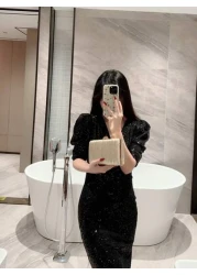 1pc Gold Glitter Leather Box Clutch Bag Fashionable Luxury Handbag For Formal Party Gala Banquet Evening Dress Ball Crossbody Chain Bag