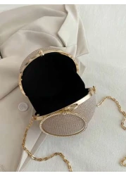 Fashion Shiny Ball Party Clutch Bag Chain Shoulder Crossbody Bag For Women Party Bag Perfect For Party Wedding Prom Dinner Banquet Matching With Holiday Party Dress Evening Dress Sequin Dress