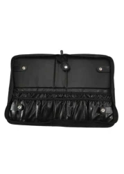 1Pc Professional Makeup Artist Folding Zipper Brush Holder With Spacious Interior Large Capacity PU14 Holes Canvas 29 Holes Cosmetic Standing Pouch With Portable Beauty Storage Bag Makeup Brush Organi