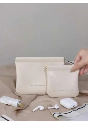 Sequin Makeup Cosmetic Case Multifunctional Small Bag Women Portable Large Capacity Bag For Data Cable Storage Summer Travel Vacation Home Bathroom Decor Holiday Makeup Organizer