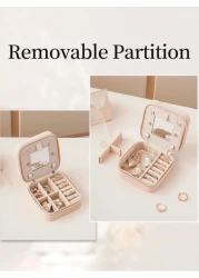 1pc PU Leather Square Jewelry Box Mirror Design Jewelry Storage Case Multifunctional Desktop Organizer Box Removable Compartments Suitable For Rings Earrings Necklaces Lipsticks Makeup Organizer