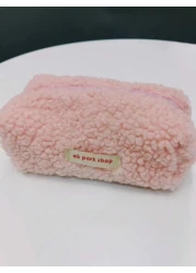1pc Plush Style Handheld Cosmetic Bag Portable Large Capacity Mini Cute Cosmetic And Stationery Storage Bag Makeup Bag Storage Makeup Organizer Makeup Case Makeup Travel Toiletry Organizer Essentials