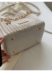 Mini Pleated Bucket Bag With Chain Decor