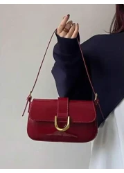Red Retro Style Faux Leather Square Small Shoulder Bag Versatile For Women Detachable Dual Shoulder Straps Suitable For Girls Ladies Students Office Workers Commuting Outdoor Matching Ankolal Red