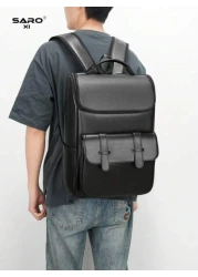 saroxi Men s Fashion Backpack Casual Dual Shoulder Backpack Korean Printed Wear Resistant Waterproof Large Capacity Travel Laptop Hiking Bag Zipper Suitable For Commute PU Black Floral Pattern Gift Fo