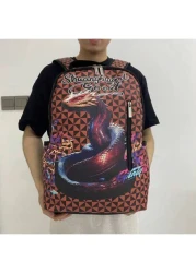 حقيبة ظهر رجالية ذات نمط جلد الثعبان، سعة كبيرة، تعتبر احتياجات عيد الحب والشتاء، حقيبة سفر سوداء، حقيبة احتي