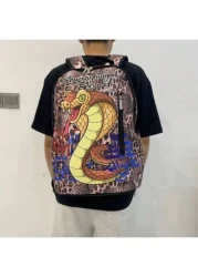 Fashionable Snake Print Backpack Large Capacity With Pockets Unisex Essential For Valentine s Day Autumn Winter Travel And Holiday