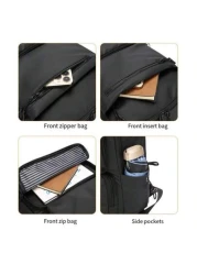 Men s Backpack For Casual Travel Laptop Compartment Korean Fashion Stylish Student Schoolbag Solid Color Rucksack