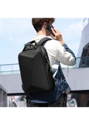 resilver Anti Theft Backpack Waterproof Black Business USB Charging EVA Hard Case Travel Laptop Backpack Fit For 16 Inch Notebook Christmas Fall University School Bag For School College Gifts Scream B