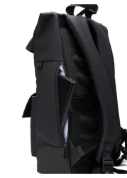 peach tree Multifunctional Large Capacity Business Travel Backpack Versatile School Laptop Backpack PU Leather Minimalist Style Unisex Backpack Suitable For Back To School Travel Hiking Outdoor Activi