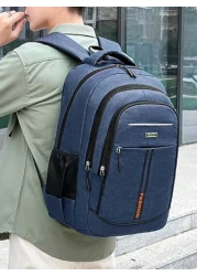 حقيبة ظهر رجالية محفظة مع تصميم شريط عاكس وجيوب متعددة، تحمل حقيبة كمبيوتر 15.6 بوصة، حقيبة مدرسية خفيفة الوزن،