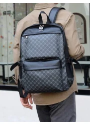 Color Block PU Leather Backpack Casual Travel Bag Student Schoolbag 15 6 Inch Laptop Backpack Black School Backpack Students Book Bag Cartoon Print Camouflage Fashion Leisure Print Backpack Black Bag