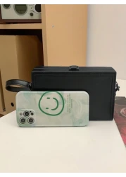 peach tree 1pc Minimalist Solid Color Adjustable Strap Closure Lightweight Water Resistant PU Holiday Shopping Essential Shoulder Bag Peach Tree Black Bag Travel Essentials Holiday Essentials Bag For