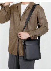 Men Bag Shoulder Bag Crossbody Bag Lychee Pattern Large Capacity Work Bag Weekend Travel College Bag For Books Multi Functional University Bag Casual Thanksgiving Purse Bag PU Material Crossbody Bag C