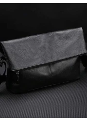 New Men s Commuter One Shoulder Diagonal Crossbody Bag Lightweight PU Soft Leather Small Bag Minimalist Design Foldable High End Handbag