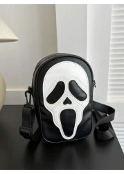 حقيبة كروس بو جلدية مع سحاب للتخزين الخارجي لعيد الهالوين