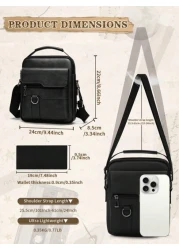 NEWHEY حقيبة كتف رجالية ، حقيبة جلد PU متقاطعة جديدة ، حقيبة يد رأسية جلد PU رجعية محمولة ، حقيبة كتف للعمل ، هدية عي