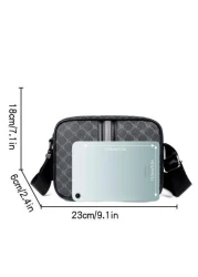 Men s Oblique Shoulder Bag With Side Pockets Crossbody Messenger Bag Square Casual Multipurpose Bag Suitable For Commuting PVC Minimalist Style Black Color Gift For Boyfriend Husband Luxury Bags