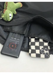 peach tree Large Capacity Peach Tree Brand Dumpling Crescent Design Men Shoulder Bag Adjustable Strap Zippered Closure Dinosaur Pendant Accent Solid Color Casual Crossbody Bag Suitable For Halloween C