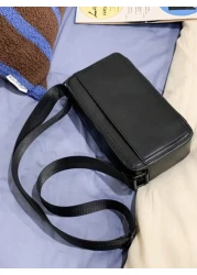 peach tree Men s Box Bag Sling Bag Shoulder Bag Small Square Bag Business PU Waterproof Flap Bag Wallet Business Storage Bag Suitable For Business Trips Graduation School Supplies