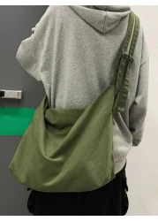 Fashionable Large Capacity Solid Color Tote Bag Casual Men s Shoulder Bag Unisex Messenger Bag College Student School Campus Backpack Travel Office Bag Shopping Bag Gift For Men Crossbody Bag