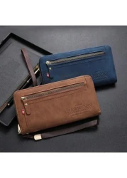 CarrKen 1pc Men s Essential Casual Zipper Handbag Large Capacity Phone Wallet With Multiple Pockets Card Slots Gift For Boyfriend Father Son