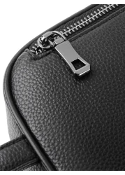 Portable Washing Toiletry Bag Men s Handbag For Sports Small Black Clutch Bag With Zipper And Litchi Pattern Wash Bag Toiletry Bag Outdoor Work And School Essentials Present Valentines Gifts Black Bag