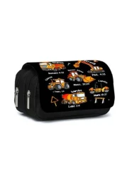 حقيبة قلم قابلة للطي من طبقتين مطبوعة بطراز الشاحنة