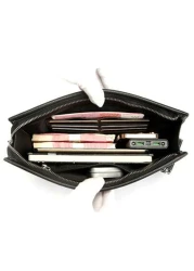 gorchis New Style Men s Clutch Bag Black Toiletry Bag Large Capacity Business Hand Carry Bag Simple Versatile PU Leather Underarm Envelope Bag With Multi Card Slots Fashion Man Bag