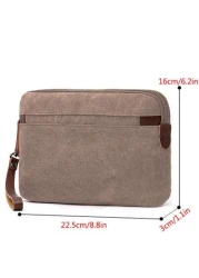1 Pc Casual Canvas Men Clutch Wrist Bag With Faux Leather Wallet Men Handbag Clutch Bag Long Wallet Coin Purse Phone Bag For Travel And Business Multi Colors Available Purse Essentials