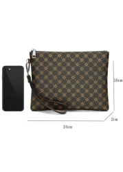 حقيبة الرجال الجلدية الأنيقة بسحاب من البولي يوريثان، محفظة رجالية من جلد البولي يوريثان باللون البني، محفظة