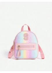 1pc Girls Cute Classic Backpack With 26 A Z Letter Print Shoulder Bag Heart Wallet Adjustable Strap Design Ideal Gift For Valentine s Day Suitable For Daily Outdoor School Travel Hiking Portable