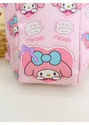 Sanrio KT Cat Nylon Kids Backpack Cute Mini Girls Bag Lightweight Cartoon Pattern Pouch Zipper Closure Kitty Dog Little Girl Schoolbag Suitable Gift Bag For Friends Gathering Travel Bag For Outing