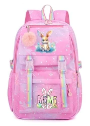 Cute Rabbit Print Lightweight Backpack With Adjustable Straps Multiple Pockets Organizer Compartments Fashionable School Bag For Rewards And Incentives Campus Backpack