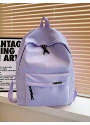 1 PC Back To School Classic Basic Large Capacity School Bag With Laptop Compartment Fashion Versatile All Purpose Backpack Purse Simplicity Solid Color Sports Bag Premium Nylon School Backpack With Ad