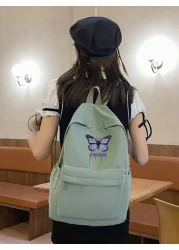 1 حقيبة ظهر للعودة إلى المدرسة، حقيبة بطبعة فراشة طازجة وحلوة، خفيفة الوزن وسعة كبيرة، مناسبة للدراسة اليومية