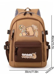 1 Pc Cute Capybara Pattern Color Contrast School Bags For Teens Large Capacity Lively Student Bag With Multi Pockets Fashionable School Bag Practical Handbag Personality Lightweight School Backpack