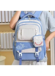 حقيبة ظهر مطبوعة برسوم كرتونية للطالبات بالمرحلة الثانوية أو الجامعية، حقيبة سفر تخفض الوزن