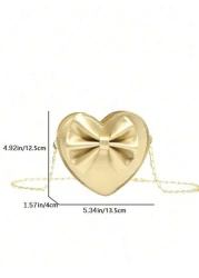 1pc New Cute Girl Niche High End Pu Heart Bow Crossbody Bag Can Be Carried By Hand And Fashionable New Bag Fresh And Dopamine Color Matching Youthful Girl Style Can Be Cross Body Shoulder Strap Is Adj