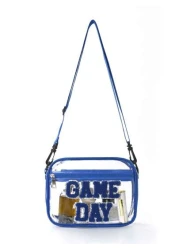 1pc Kids Cute Fashion Tpu Transparent Crossbody Bag Chenille Letters Embroidery Game Day Adjustable Shoulder Strap Zipper Closure Waterproof Simple Style Suitable For Going Out And Daily Commuting Hol