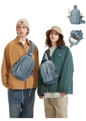 Lightweight Portable Sling Bag Large Capacity Chest Bag With USB Charging Port Multifunctional Side Bag Luxury Shoulder Bag With Multi Pockets For School Students Solid Color Waterproof Travel Crossbo