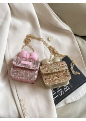 حقيبة كتف صغيرة رائعة ذات شريط لامع على شكل ربطة ، حقيبة كاجوال للخروج الجديدة للصيف