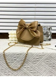 1pc Is Made Of Pu Material A High Grade Small Bag For Girls A Popular Niche Lipstick Bag A Retro Crossbody Bag A Mini Chain Small Square Bag With Lychee Pattern And Bow Which Is Sweet And Fashionable