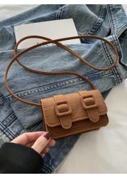 1pc Girl Frosted Indentation Mini Square Bag Fashion Cross Body Red Envelope Casual Lightweight Play Comfortable Fabric Suitable For Daily Outing Play School Commuting Use For Friends The Perfect Gift